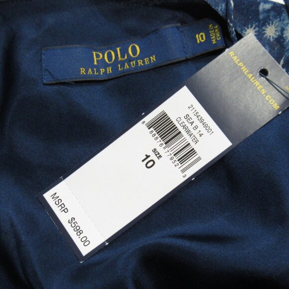 NWT Polo Ralph Lauren Silk Slip Maxi in Clearwater Handkerchief Dress 10 $598 - Picture 4 of 8